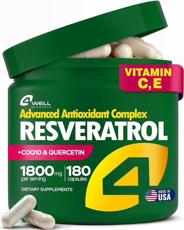 Resveratrol Supplement 1800mg Complex - 180 Capsules — 4Well — BioVelocity