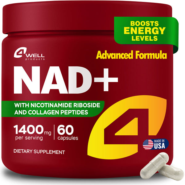 NAD Plus Supplement 1400mg with Nicotinamide Riboside, Collagen - 60 Capsules — 4Well — BioVelocity