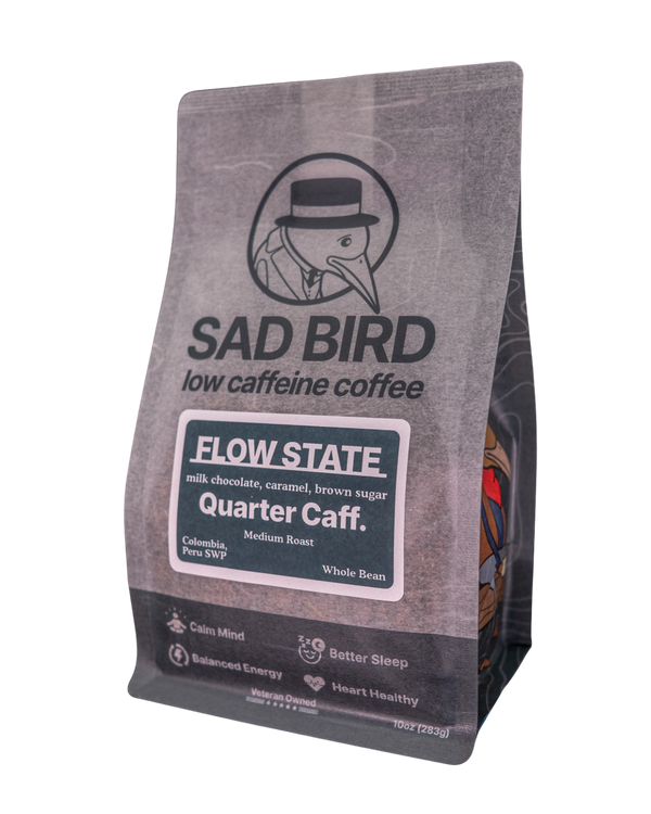 FLOW STATE · Quarter Caff · Medium Roast — Sad Bird Coffee — BioVelocity