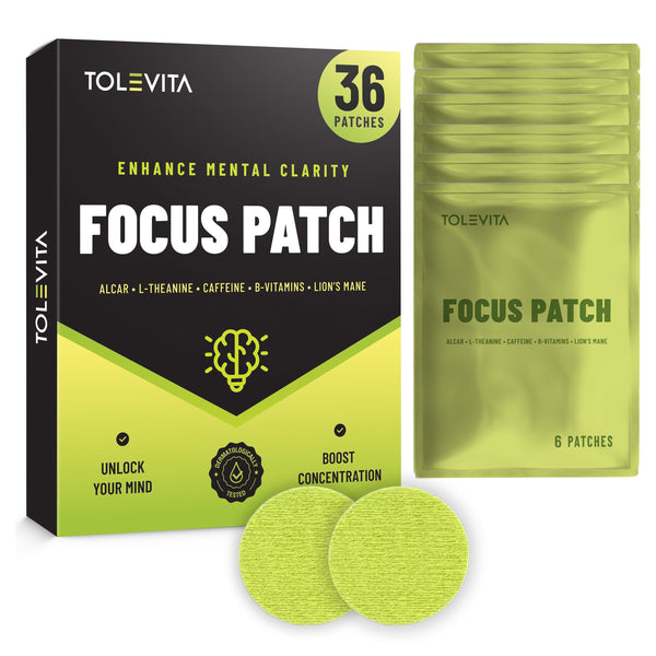 Focus Patches Mental Clarity & Energy with ALCAR, Caffeine, L-Theanine, B-Vitamins, Lion’s Mane, 36 patches — TOLEVITA — BioVelocity